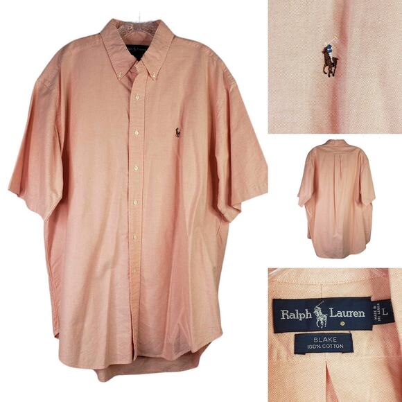 Polo Ralph Lauren Oxford Shirt Blake Men's Large Fall Orange SS Button Down - Picture 1 of 10